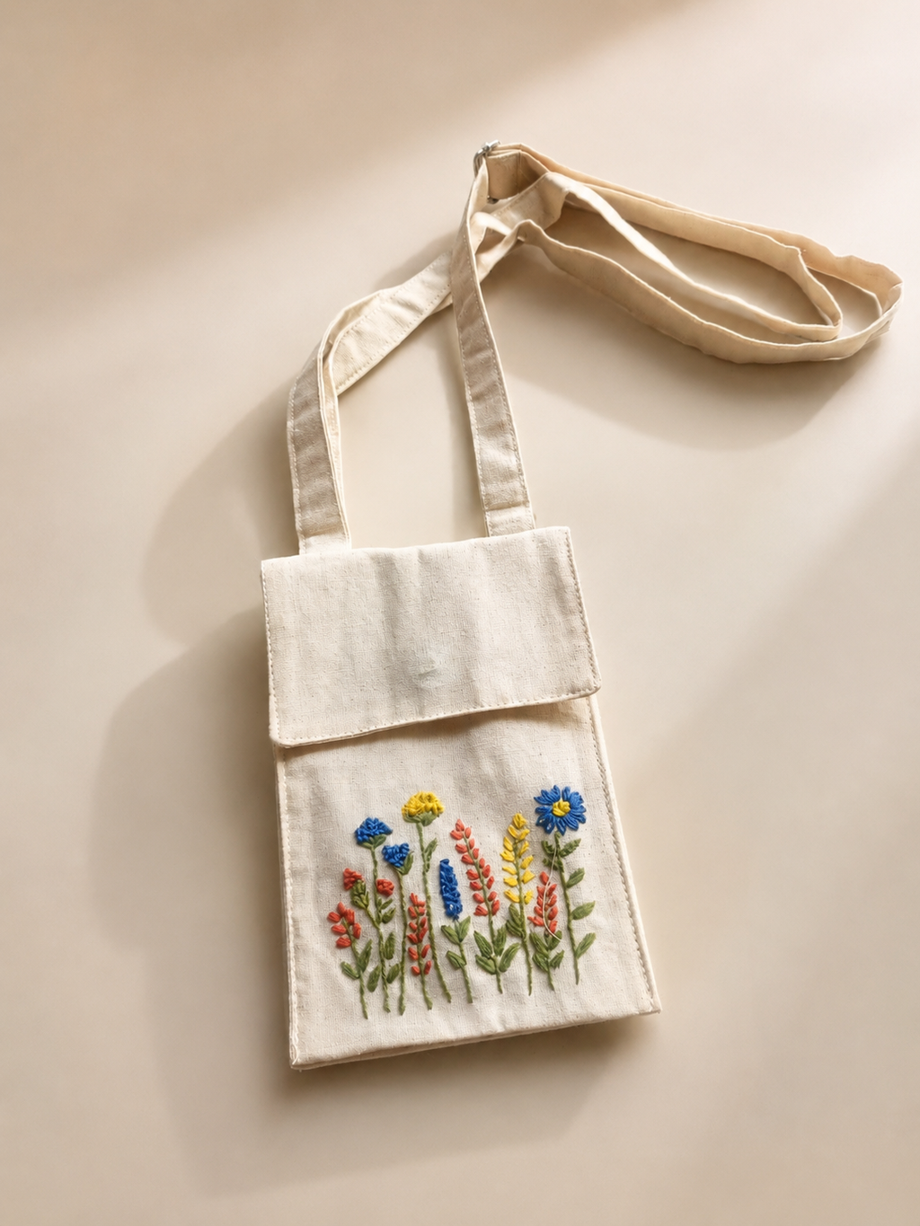 Floral Embroidery Phone Pouch For Women