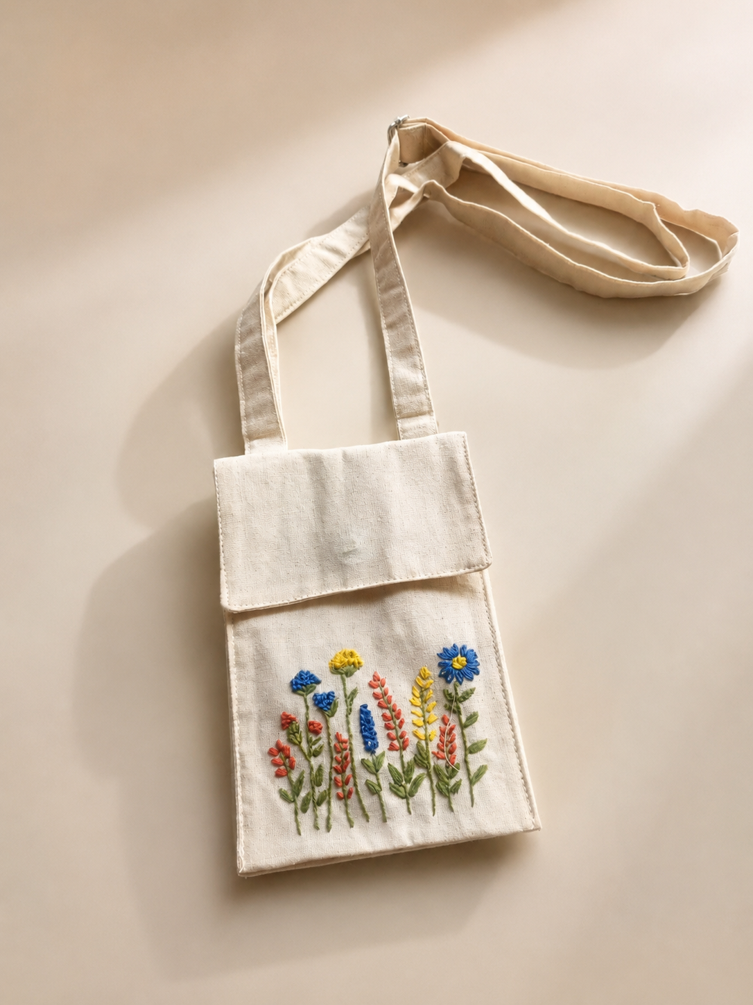 Floral Embroidery Phone Pouch For Women