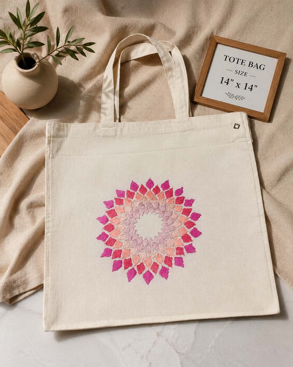 Embroidered Cotton Tote Bags For Ladies