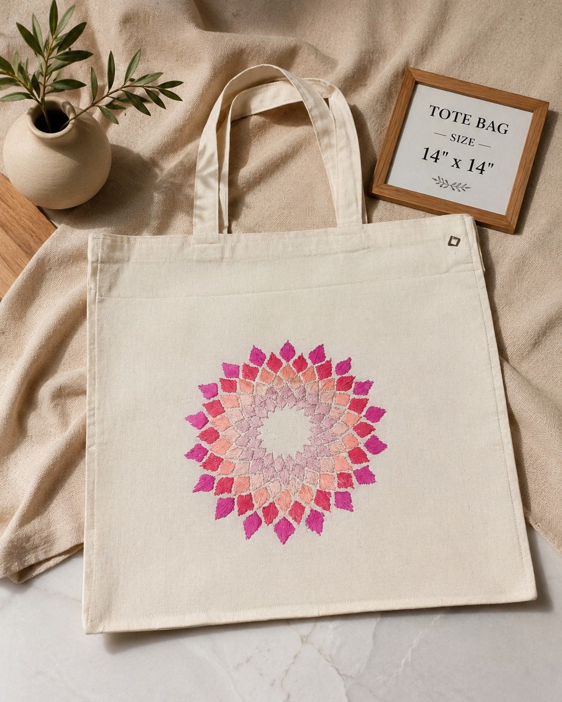 Embroidered Cotton Tote Bags For Ladies